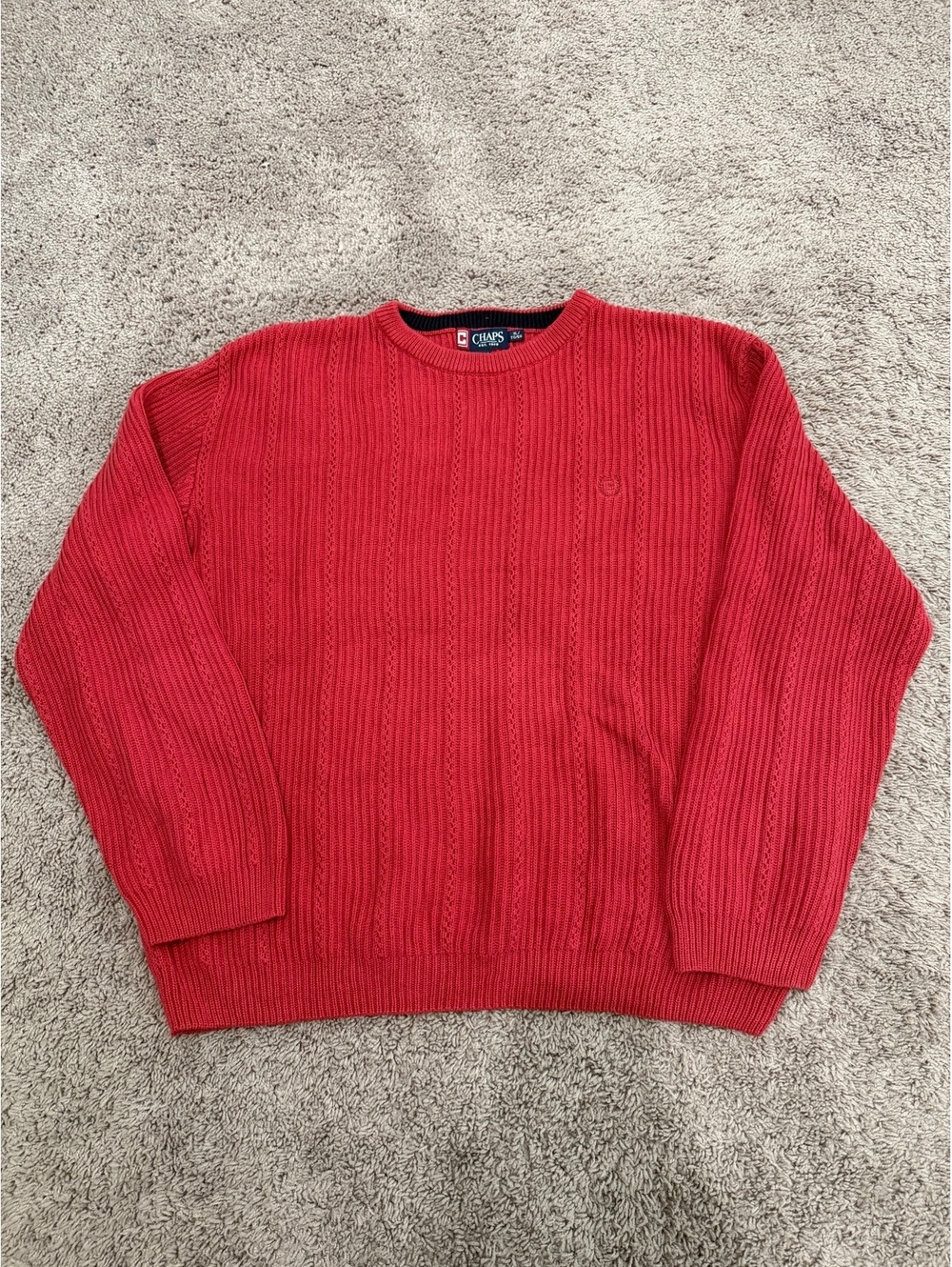 Vintage Y2k Chaps Red Cable Knit Sweater